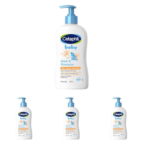 Image of Cetaphil Baby Wash & Shampoowith Organic Calendula,Tear Free, Paraben, Colorant and Mineral Oil Free, 13.5 Fl. Oz (Packaging May Vary) (Pack of 4)