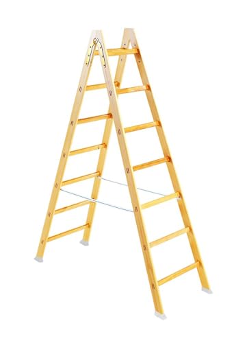 Svelt Scala in Legno con Gradini a due Tronchi di Salita, per Hobby e Bricolage, Classic S1 (7 Gradini)
