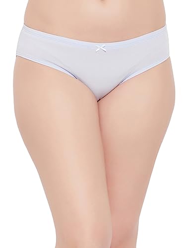 Image of Clovia Women's Cotton Low Waist Bikini Panty with Inner Elastic in Blue