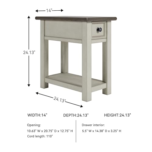 Signature Design by Ashley Bolanburg Farmhouse Chair Side End Table, Light Brown & Whitewash - Image 4