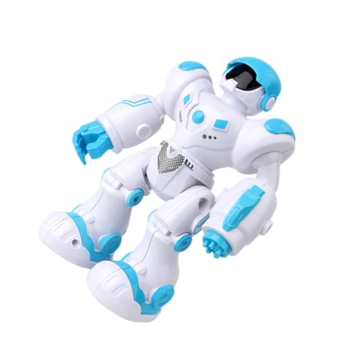 HONITANO Robot Caminante Eléctrico, Juguete Musical Luces Intermitentes, Cabeza y Manos Flexibles, Modelo Desmontable Educativo de Color Blanco, Diversión Interactiva y Aprendizaje
