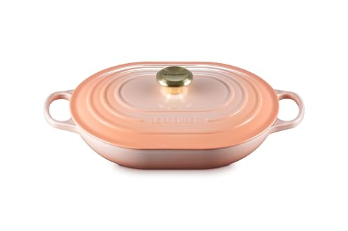 Le Creuset Cacerola ovalada de hierro fundido esmaltado, 3.75 cuartos de galón, Peche