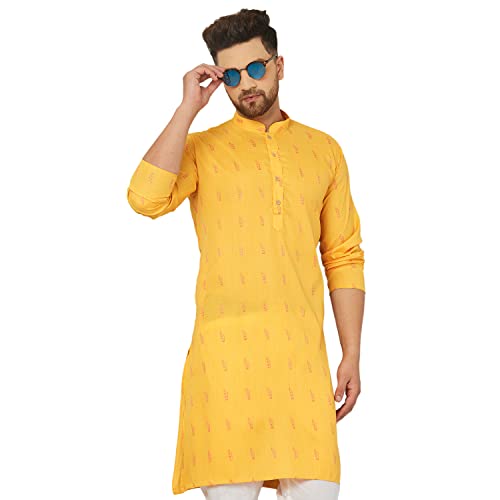 Image of Traditional Cotton Self Design Kurta Pajama Set For Men