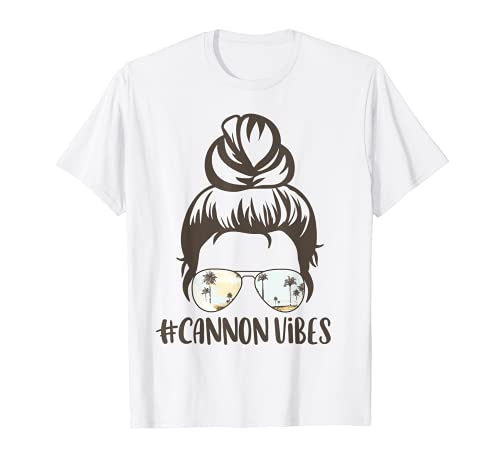 Cannon Beach Vibes Oregon Messy Bun Ocean Palm Tree Sunset Maglietta