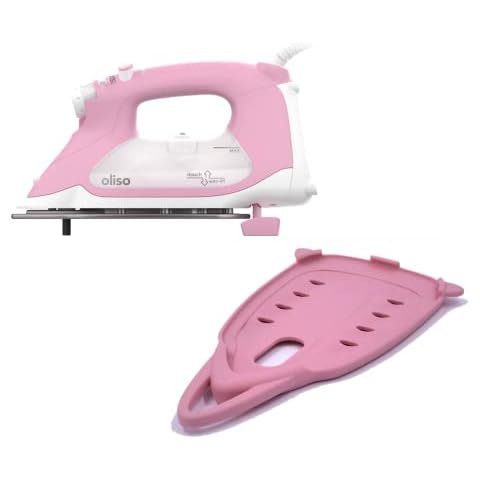 Oliso TG1600 Pro Plus 1800 Watt SmartIron with Auto Lift & Oliso Solemate Silicone Iron Soleplate Protector for TG Series Irons, Pink Cover