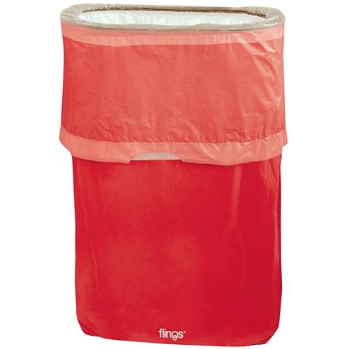 Amscan Apple Red Flings Pop-Up Trash Bin, 22 x 15 x 10/13 Gallon