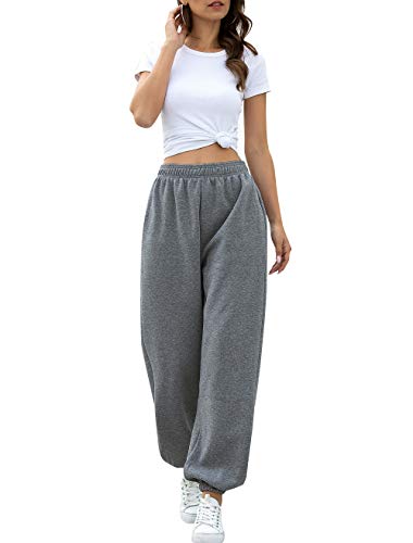HeSaYep Women's High Waisted Sweatpants Workout Active Joggers Pants Baggy Lounge Bottoms