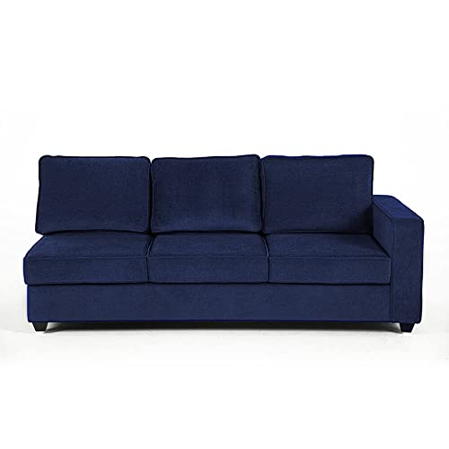 Wakefit Sofa Set | 3 Year Warranty | Sofa 3 Seater, 3 Seater Sofa for Living Room, Wooden Sofa Set, Sofa Set 3 Seater + Right Aligned - Napper(Malphino : Cobalt Blue)