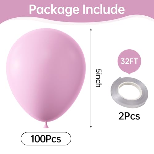 Image of KALOR Light Pink Balloons,100 Pcs 5 Inch Mini Matte Latex Balloons for Balloon Garland Arch, Girl's Birthday Decoration, Wedding Party, Baby Shower Decorations