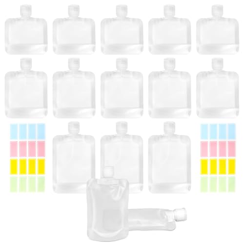 17Pack Travel Pouches for Toiletries - RAINFLOW Leak Proof Portable Travel Liquid Pouch,Stand Up Pouch,Refillable Travels Pouches for Liquids,Shampoo,Lotion,Body Wash,Mouthwash 30/50/100ml