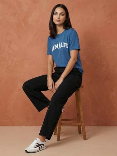 Image of NOBERO 100% Cotton T-Shirts for Women Stylish | Regular Fit | Graphic Printed T Shirts for Women 180 GSM Combed Cotton | Crew Neck Half Sleeve