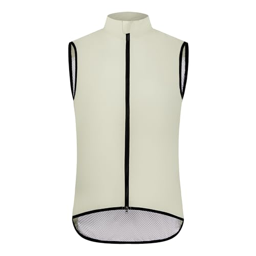 Coconut Ropamo Men's Cycling Vest Windproof Waterproof Cycling Gilet Sleeveless Bicycle Gilet Bike Vest Tops Ultralight, Off-white, X-Large