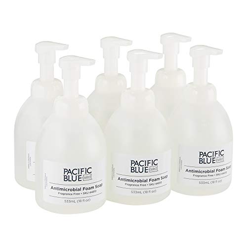 Image of Georgia-Pacific Pacific Blue Select E-2 Rated Countertop Antimicrobial Foam Soap by GP PRO, Dye and Fragrance Free, 44810, 532 mL Per Bottle, 6 Bottles Per Case, Clear