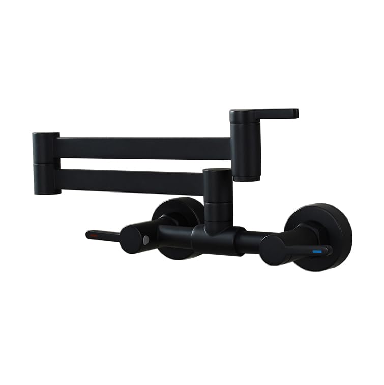 Mitigeur de cuisine mural pliable noir pivotant eau chaude froide pour évier