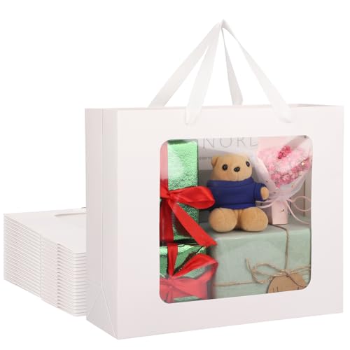 Sacs cadeaux en papier avec poignées et fenêtre transparente Lot de 20 grand format EUSOAR