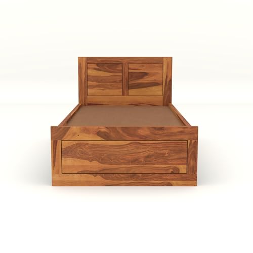 Image of Solid Sheesham Wooden Bed 6X4 Bed Single Bed Without Storage for Bedroom - Single Cot Wooden BedSingle Size for Living Room Guest Room - 12 Month Warranty (Noah Honey)