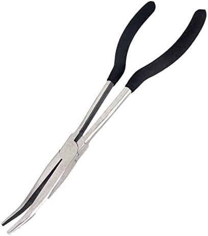 BQKKWIN 1 Piece 11 Inch Long Reach Pliers Set - Long Needle Nose Pliers Sets - 25, Degree Angle | Designed for Mechanics, Technicians, and Contractors| Milled-Jaws | Steel