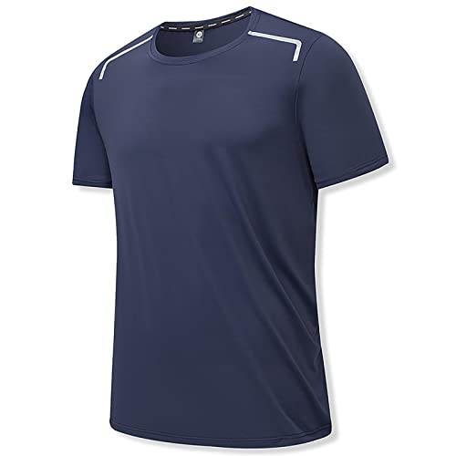 Tee shirt running homme été en soie de glace unie à manches courtes pour course à pied