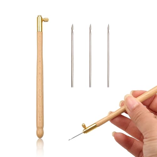 BRBASAP Tambour Embroidery Hook Needle Kit Beading Tool with 3 Needles for Beaded Designs Beadwork Sequin Crafting and Frame Work Complete Tambour Beading Kit for Beginners and Professionals