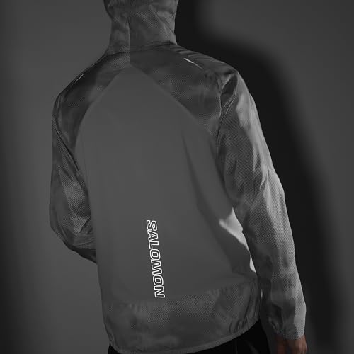 Image of Salomon Men's Bonatti Cross Wind, Reflective Windproof Hooded Zip-Up Jacket