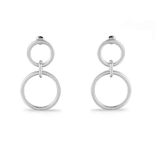 Boma Jewelry Sterling Silver Two Circle Drop Stud Earrings