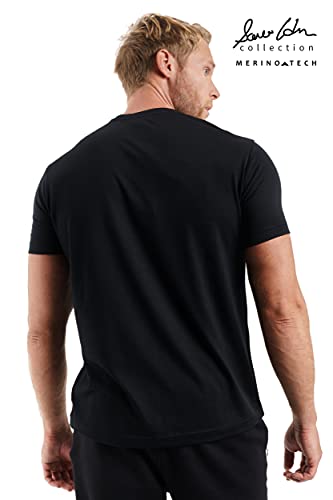 Merino.tech 100% Organic Merino Wool Lightweight Men's Base Layer Thermal T-Shirt (Jet Black, Medium) #TOP1
