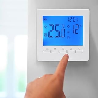 Termostato programmabile intelligente – Regolatore di temperatura durevole, schermo LCD da parete | Termostato preciso alimentato a batteria, regolatore di regolazione automatica della temperatura per