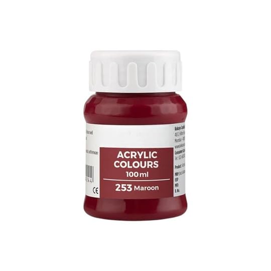 Image of Acrylic Colour (Fabric Colour) | 100 ml.- 100ml, Multi-Surface, Skin-Friendly & Vegan | (253 Maroon)