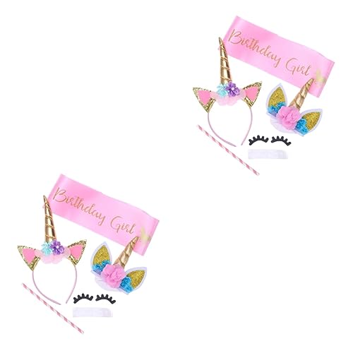 ERINGOGO 2 Set Rosa Midjebälte Tjejkläder Tjejkläder Tjej Prinsessa Klä Upp Småbarn Enhörningsdräkt Enhörningsdräkt För Barn Enhörningstema Festtillbehör Enhörningsdekoration Horn Present