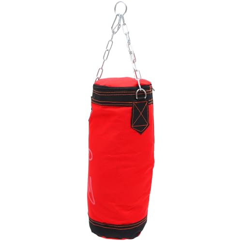 BESPORTBLE Saco de Boxeo Grueso Vacío de Piel Sintética Roja Saco de Arena para Entrenamiento Físico y Kárate Bolsa Colgante Resistente y Fácil de Limpiar para Ejercicios de Fuerza