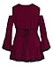 Dare to Wear Temptation Corset Top: Victorian Gothic Women's Plus Size Cold Shoulder Bell Sleeve Lace Casual Cosplay Festival Tunic, Burgundy 1x