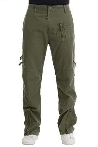 MAGCOMSEN Mens Cargo Work Trousers Cotton Pants Outdoor Camping Hiking Loose Fit 30-40