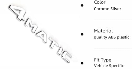 Image of 4Matic Emblem 3D ABS Trunk Logo Badge Decoration Gift Compatible for Mercedes Benz Accessories (Silver 1)