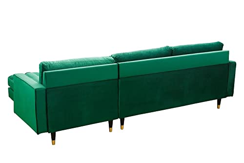 Ecksofa 260cm Ottomane beidseitig Comfort grün Samt Federkern Design Elegant 3er-Sofa Lounge – Bild 6