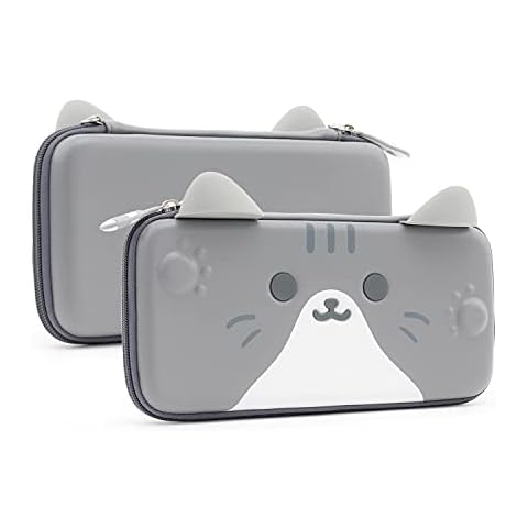 Geekshare Cat Ears Carry Case for Nintendo Switch/Switch OLED - Portable Hardshell Slim Travel Carrying Case fit Switch OLED Console and Accessories Cover