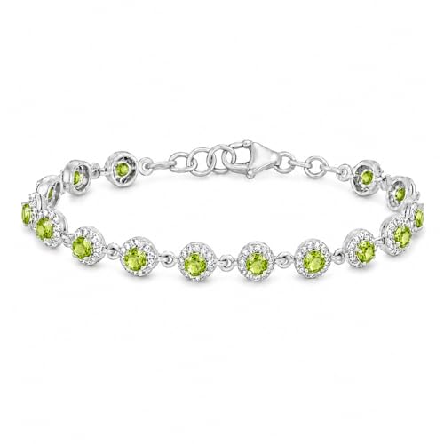 Bracelet tennis femme en argent 925 péridot solide qui ne ternit pas