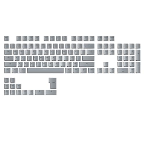 Image of PBT Grey Pudding Keycaps Set 117 Keys, Double Shot Translucent OEM Profile for ISO & ANSI Layout 61 /68 /84 /87 /104 Keys Mechanical Keyboard(Grey Pudding)