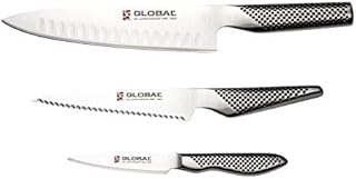 Global 35th Anniversary Special Edition 3-Piece Set containing Cooks, Utility Knife & Paring Knife  Cromova 18 high Carbon Stainless Steel, Metallic Silver, 25 cm