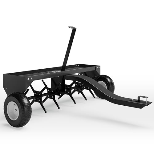 KYBOLT 40-Inch Tow Aerator with Steel Tines & Weight Tray