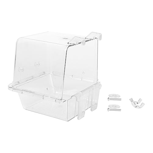 GALPADA Durable Transparent Parrot Bath with Hanging Hooks Portable Bird Bathtub for Birds Convenient Bath Cage for Parrots for Budgies and Pet