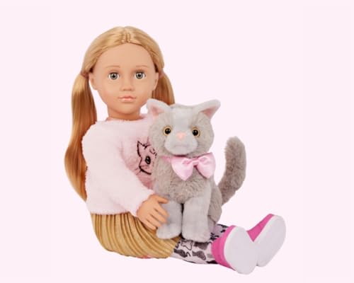 Muñeca Our Generation Sheela & Sammy 18 Pulgadas con Gato miniatura 6