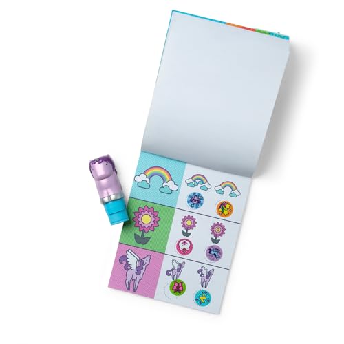 Image of Melissa & Doug Sticker Wow! 24-Page Activity Pad and Sticker Stamper, 300 Stickers, Arts and Crafts Fidget Toy Collectible Character - Purple Unicorn - for Kids Ages 3+ - FSC Certified