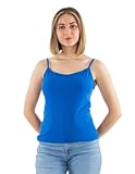  Coline - Débardeur Basique à Fines Bretelles - Couleur : Bleu - Taille : XL