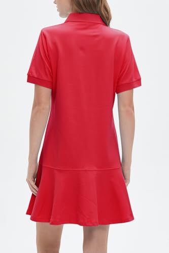 Ladyful Women's Polo Dress Short Sleeve Ruffle Hem Flowy Summer Golf Tennis Athletic Mini Dress4