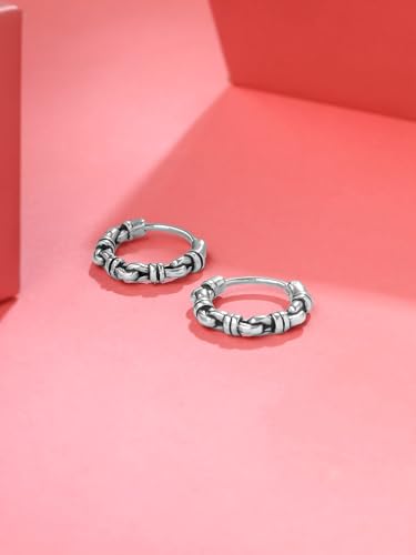 Yellow Chimes Stainless Steel Silver Bali Hoop Earrings for Men and Women