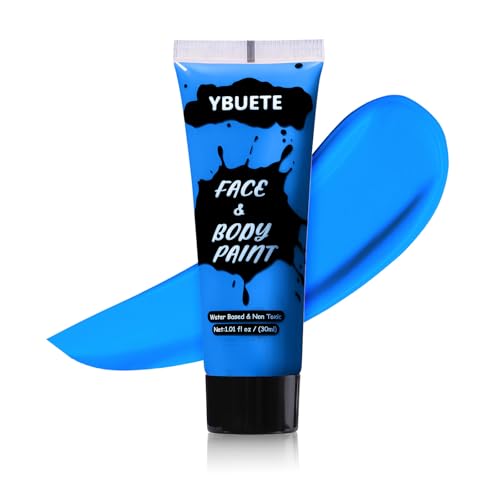 YBUETE Blue Face Body Paint Professional Paint for Halloween Cosplay Costume Party Full-coverage Multi-Color Cream Makeup Blendable Body Painting for Adults Halloween Cosplay SFX Makeup Paint