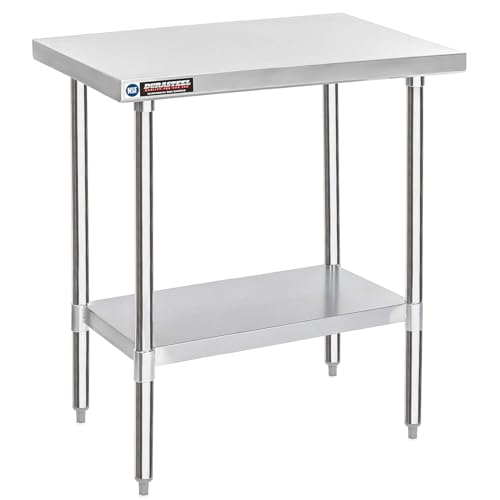 Image of DuraSteel 30x36 Stainless Steel Work Table - NSF Commercial Prep Metal Table - Outdoor Pizza Oven Stand w /Under Shelf - Kitchen Island Laundry Utility Garage Microwave Stand Large Rolling Storage Cart