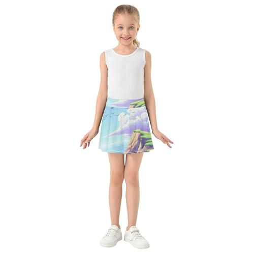 Coastal Lighthouse Cliff Landscape Skirts with Shorts Neon Girls' Shorts Athletic Skorts Teen Skirt 4t3