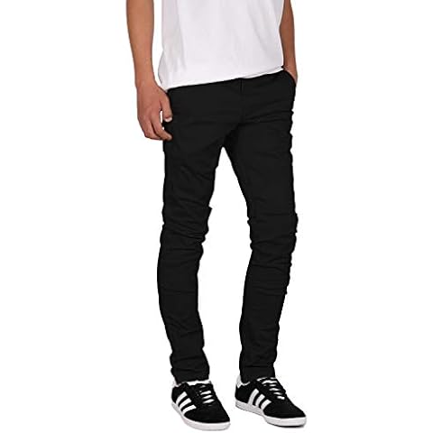 Mersenne Men's Skinny Fit Stretch Casual Chino Pants (34X32, Black_a2e0) Cover