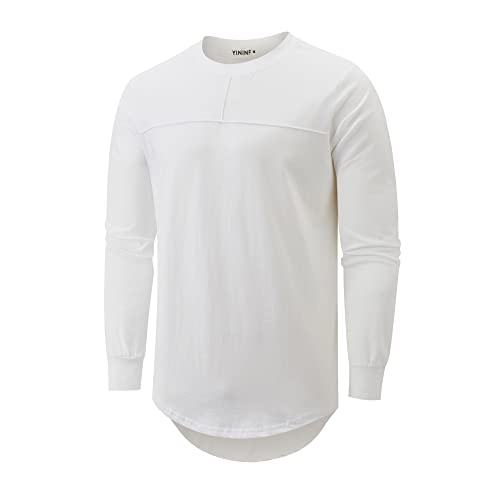 Image of YININF Men's T-Shirts Hipster Short Sleeve Solid Color Crew Neck Cotton Soft Fitted Tees
